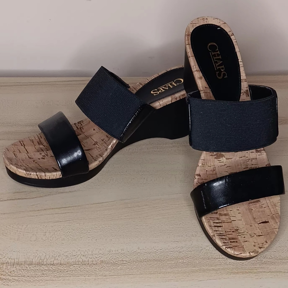 Chaps by Ralph Lauren Women's Sz 9 Black Rhoda Wedge